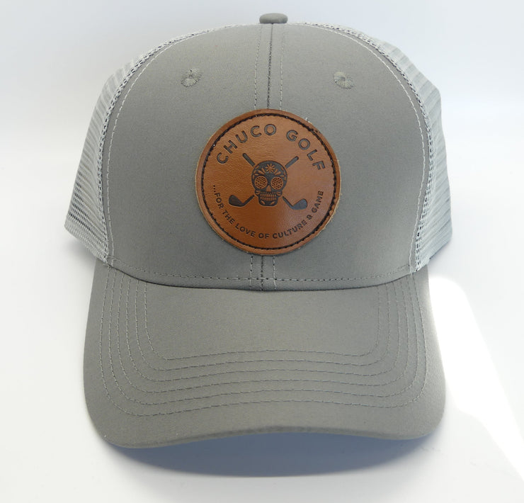 NEW Chuco Golf Sport Hat- 18 Wheeler- Leather on Grey