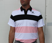 CHUCO GOLF Equus Striped Pink Men's Golf Polo