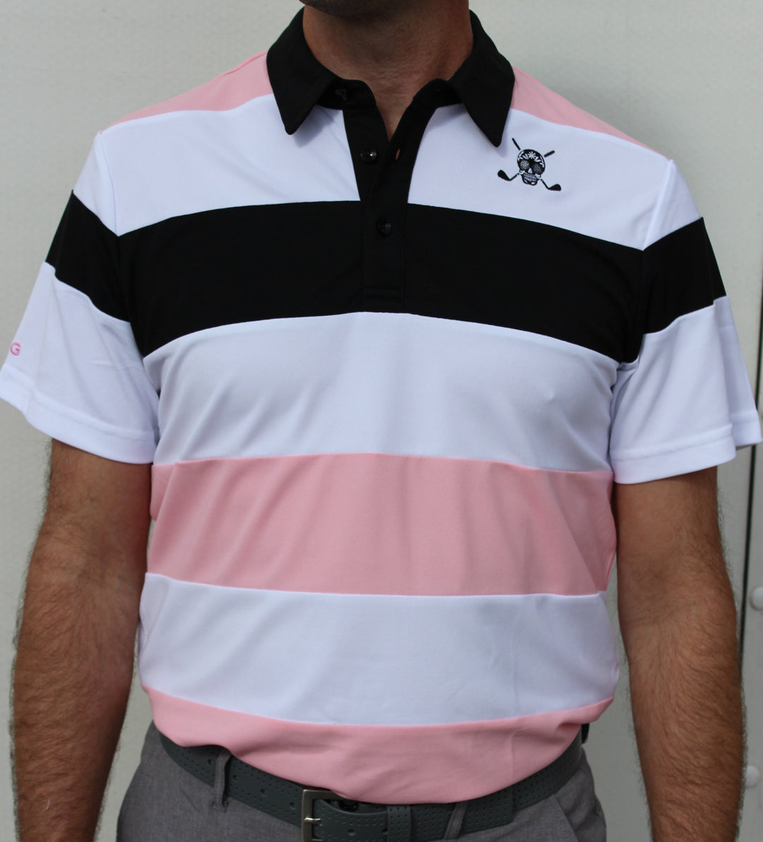 CHUCO GOLF Equus Striped Pink Men's Golf Polo – Chuco Golf