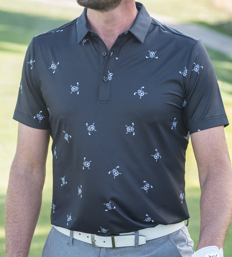 CHUCO GOLF Black Scatter'd polo